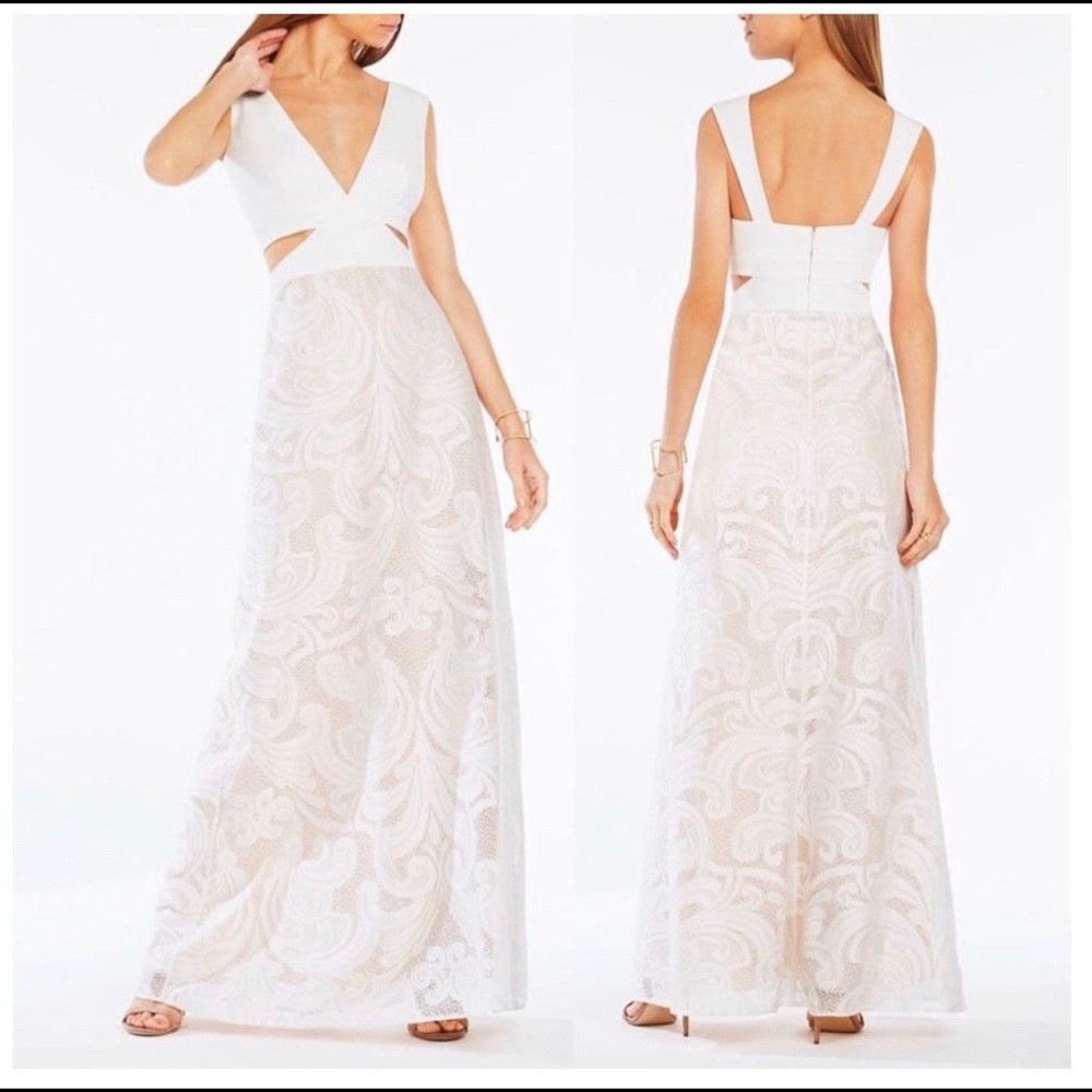 BCBG Marilyne Swirl Lace Cutout Gown, NWT, size 2